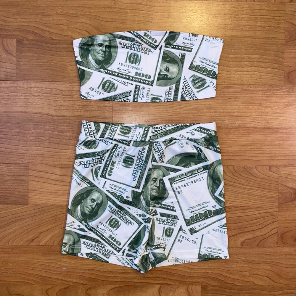 $100 Bill Bandeau & Shorts Festival Set